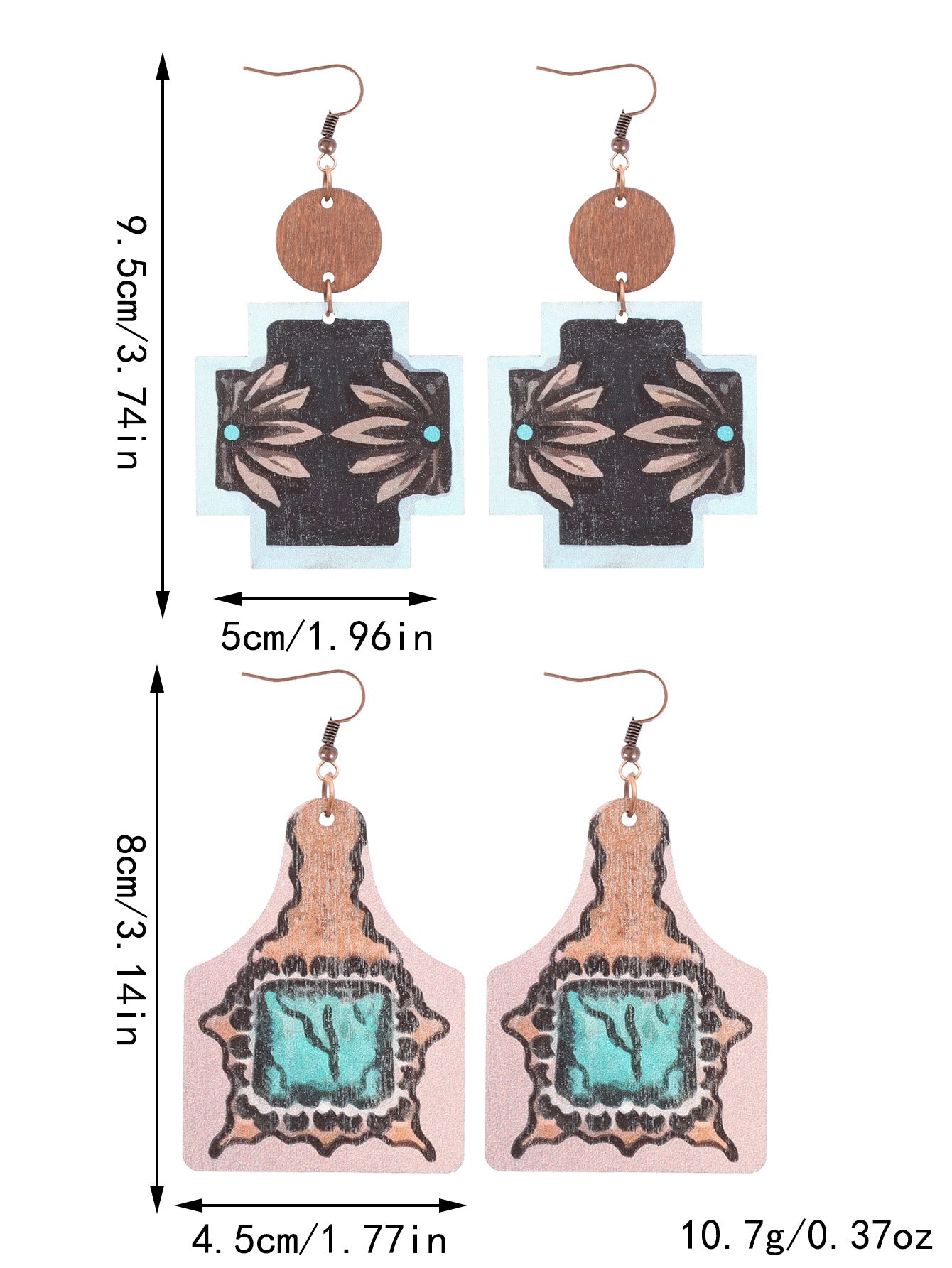 Wholesale Western Wind Sunflower Cactus Horsehead Wooden Earrings